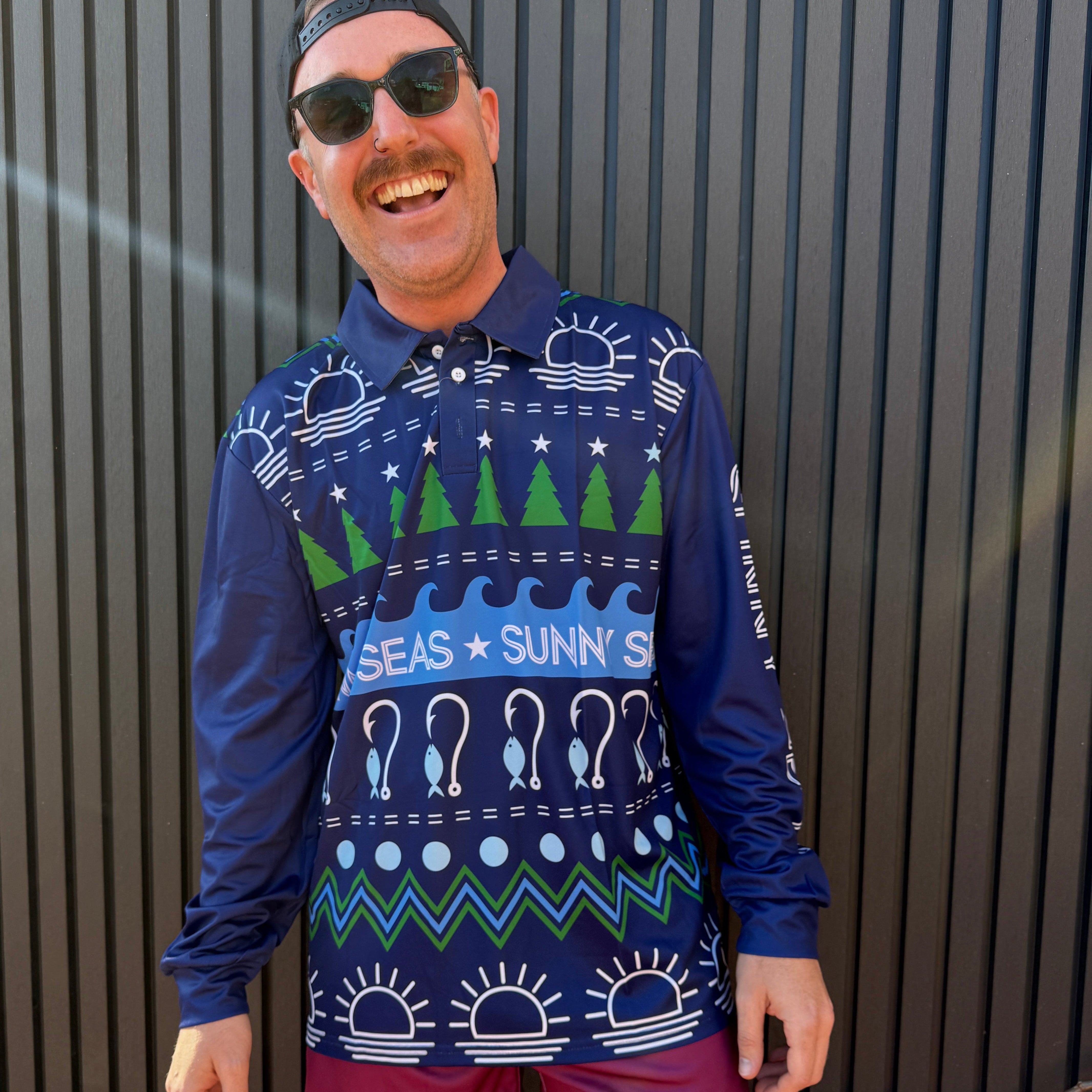 Blue Christmas Sweater Adventure Shirt